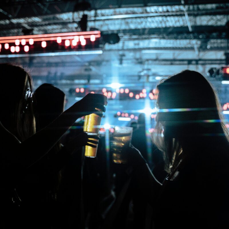 People drinking in the event