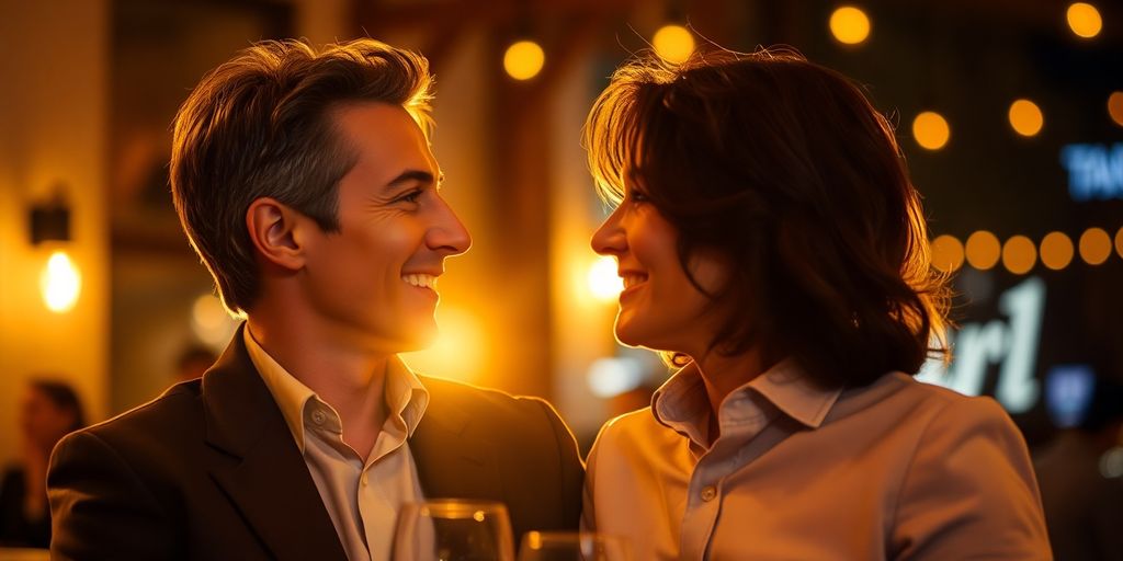 Couple enjoying a night out.