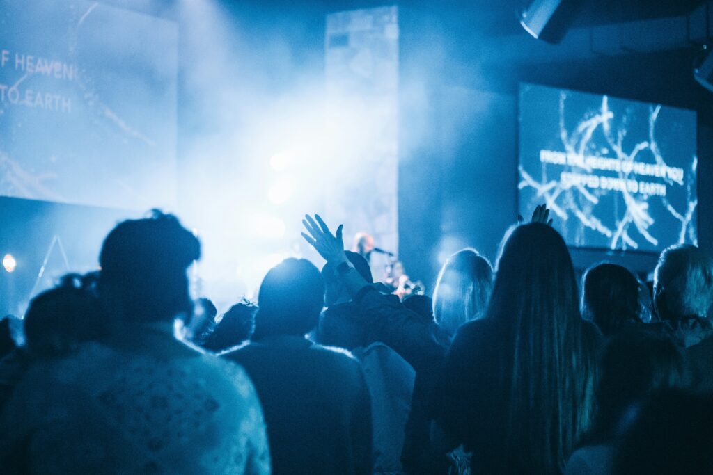 people watching concert