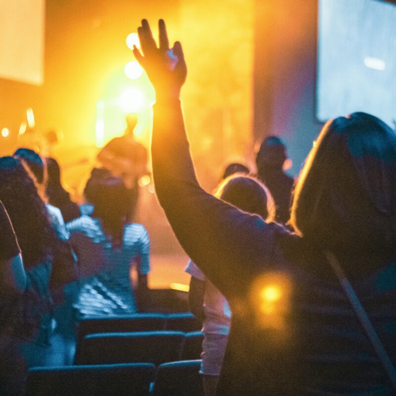 people listening to band