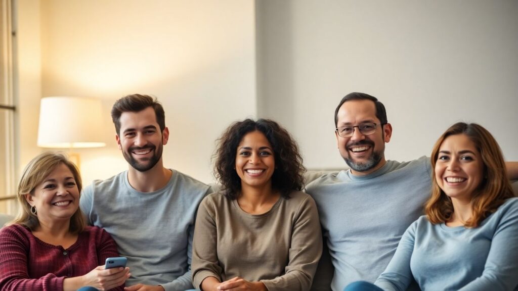 AI connecting diverse adults in a social setting.