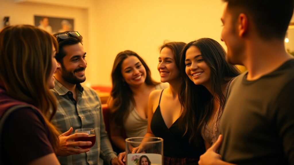 Adults interacting consensually in a social setting.