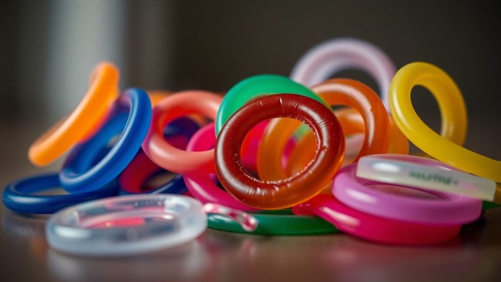 Colorful condoms and dental dams for safer sex.