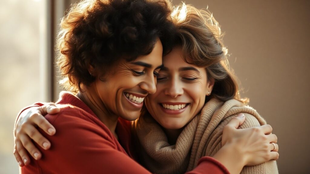 Couple embracing with trust and respect.