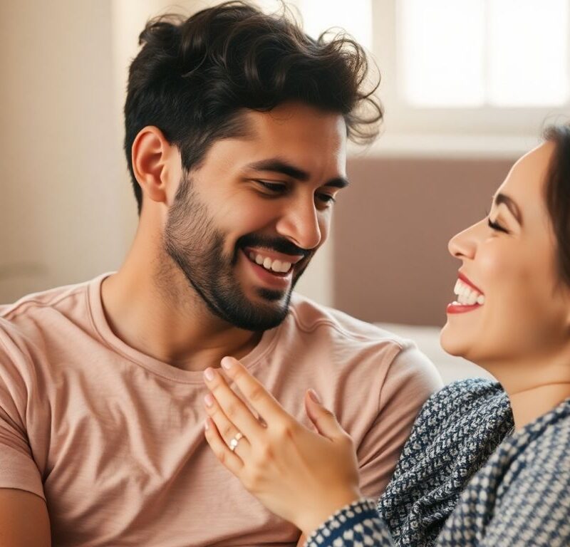 Couple enjoying a carefree, intimate moment together.