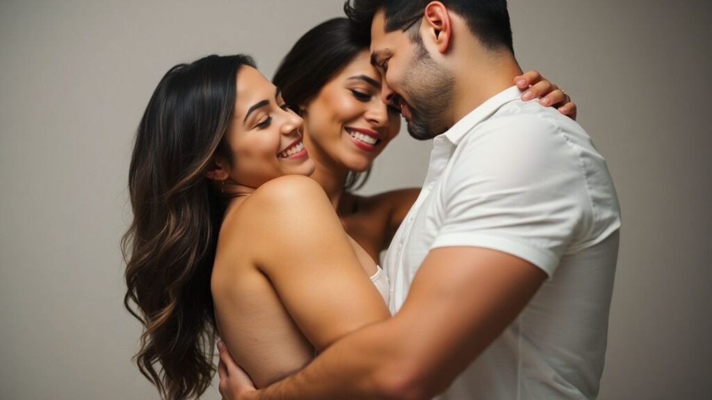 Couple enjoying a consensual and intimate physical connection.