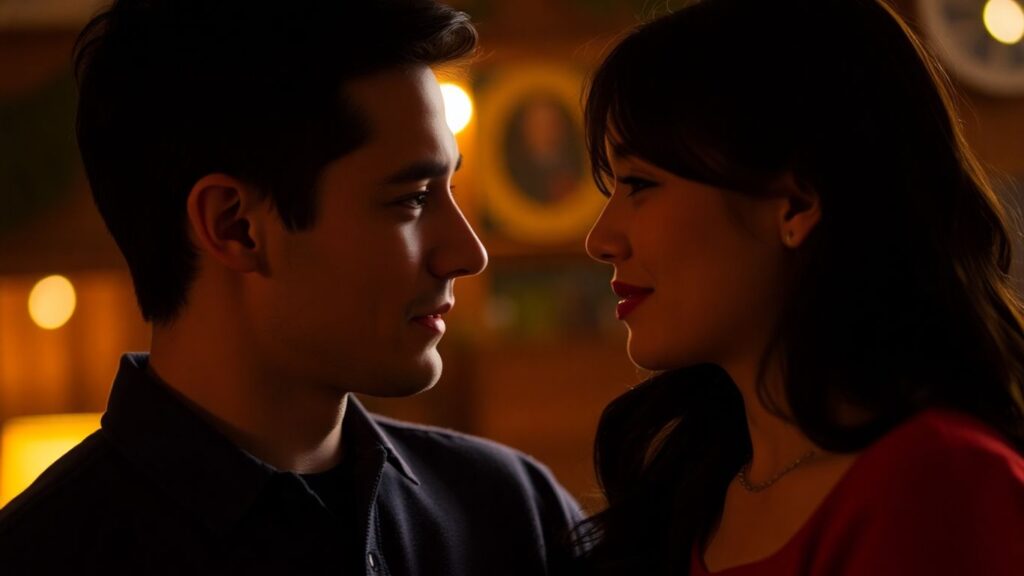 Couple sharing an intimate, trusting moment.