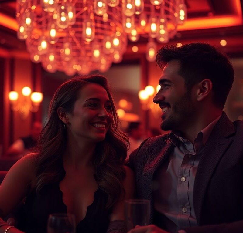 Couples engaging in alternative dating with AI matchmaking.