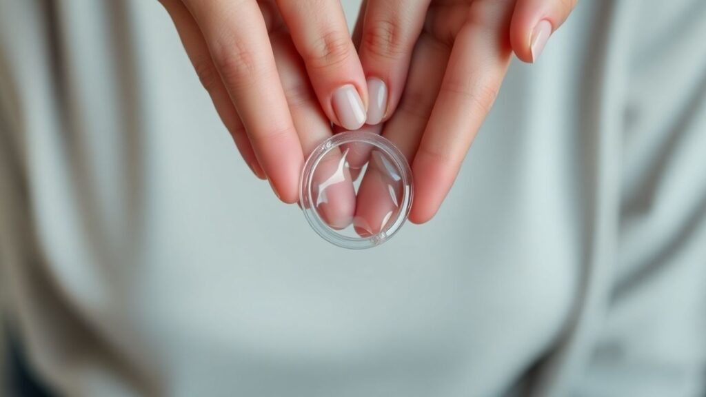 Hands holding a condom, prepared for safe sex.