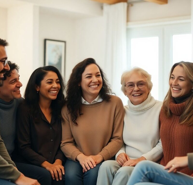 People connecting comfortably in a shared living space.