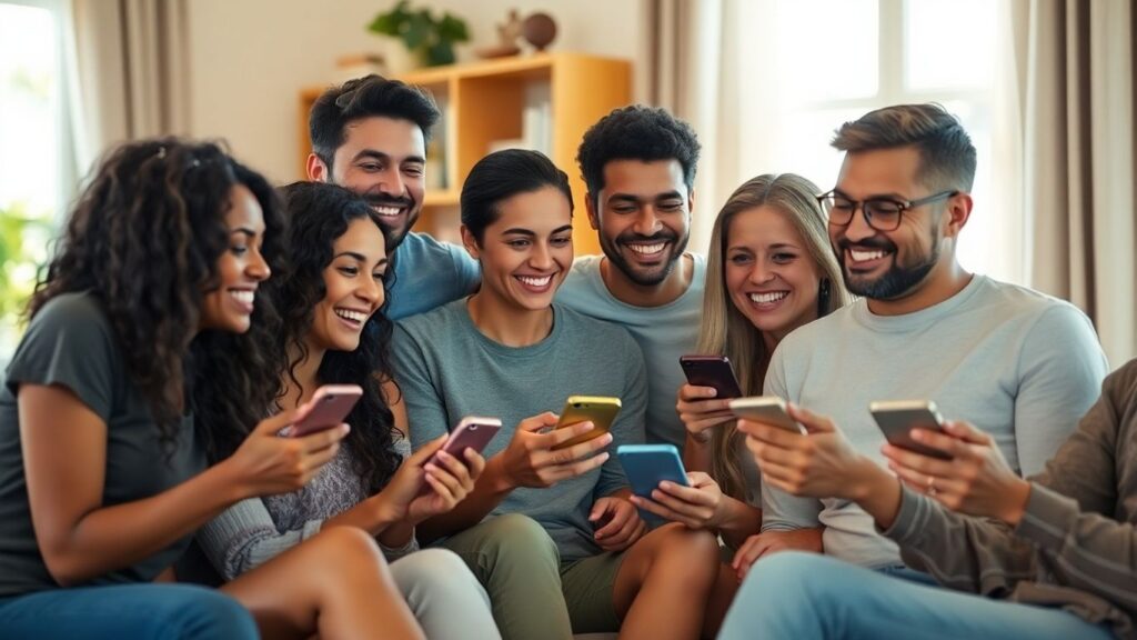 People connecting in a modern, comfortable setting.