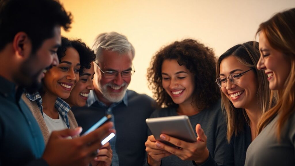 People connecting with AI matchmaking technology.