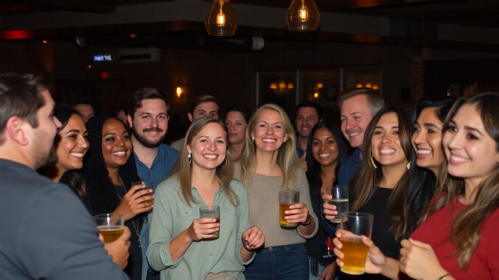 People socializing in a comfortable, intimate setting.