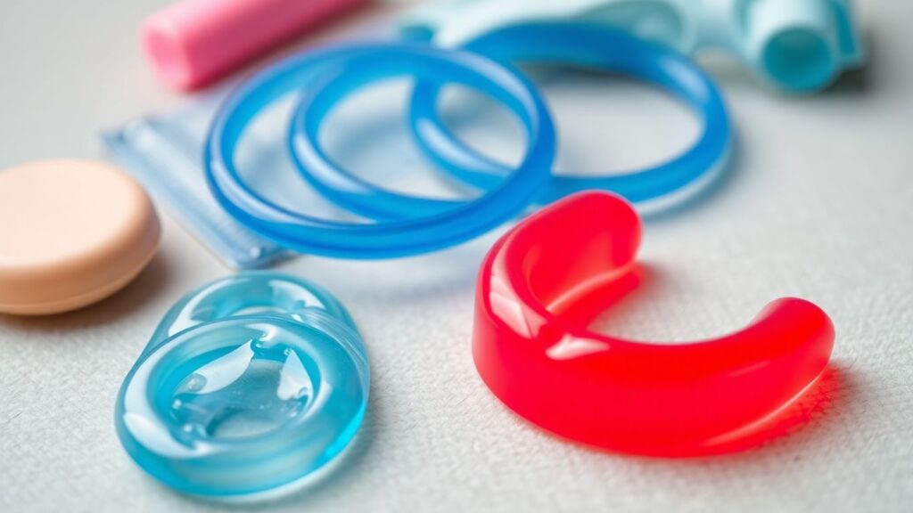 Safer sex tools including condoms and dental dams.