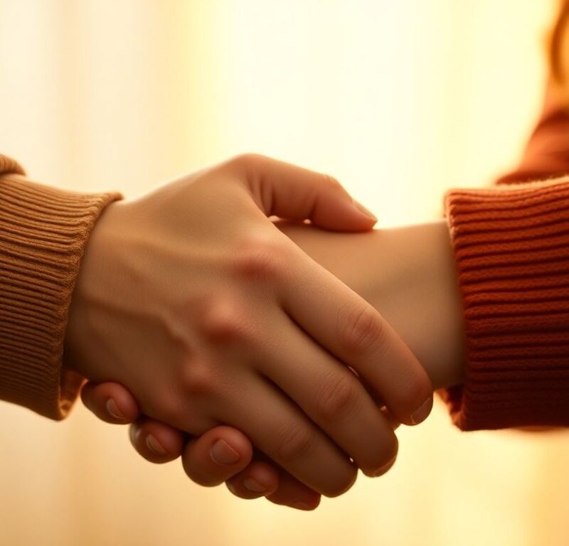 Two hands intertwined, conveying intimacy and connection.