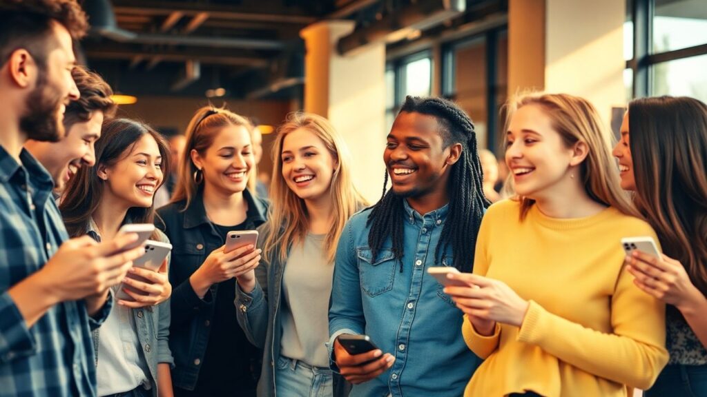 Young adults connecting and enjoying themselves in a social setting.