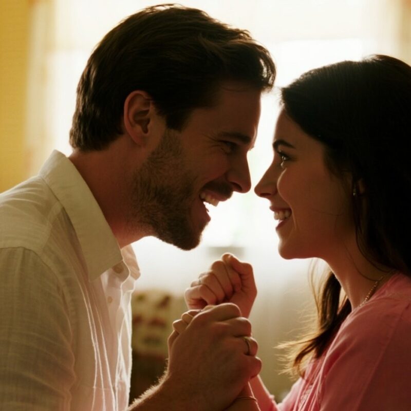 Couple in a playful, intimate, and consensual setting.