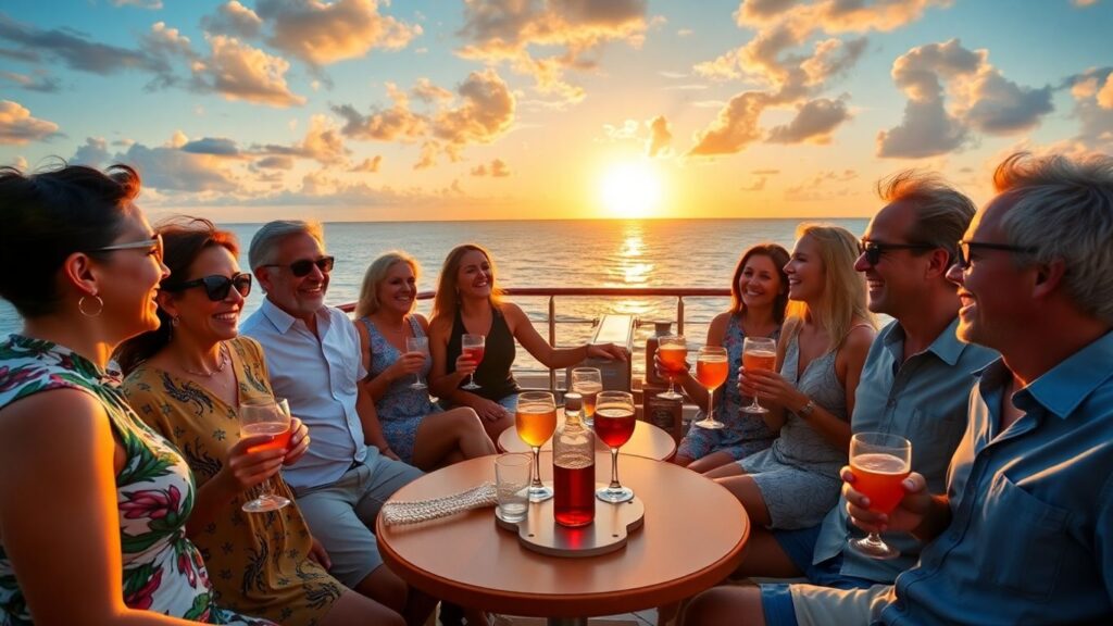 Adults enjoying a luxurious Caribbean cruise together