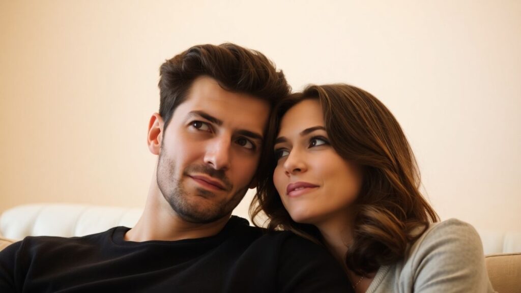 Couple discussing intimate desires with trust and understanding.