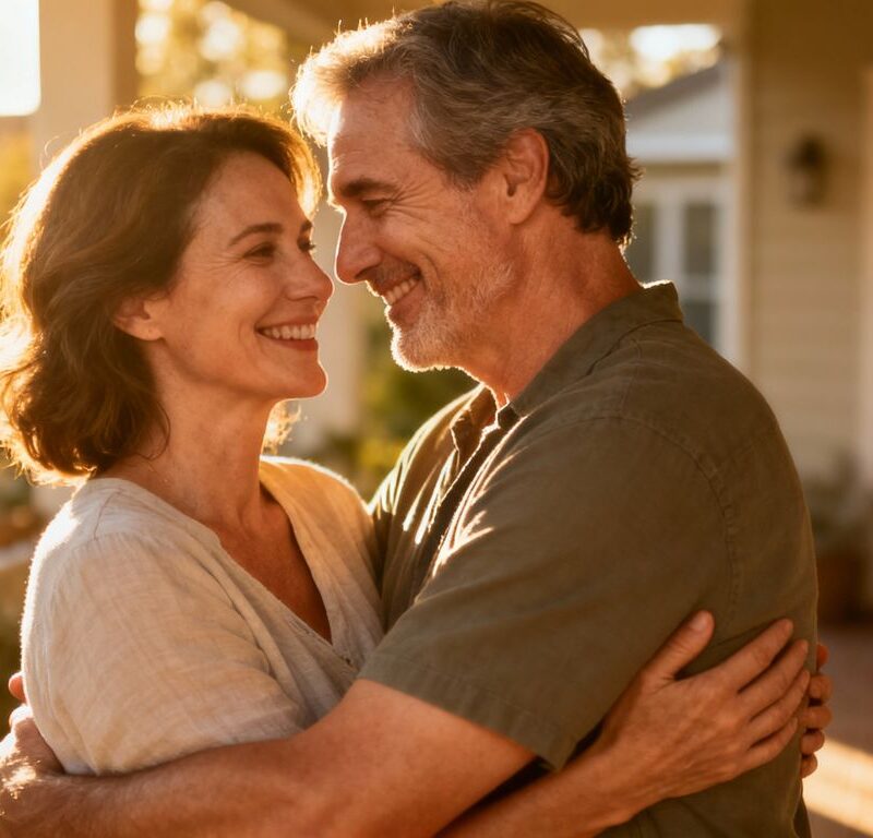 Couple embracing after 50