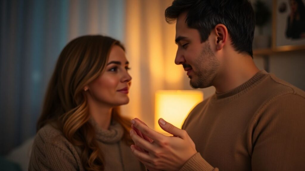 Couple engaging in intimate, consent-driven care.