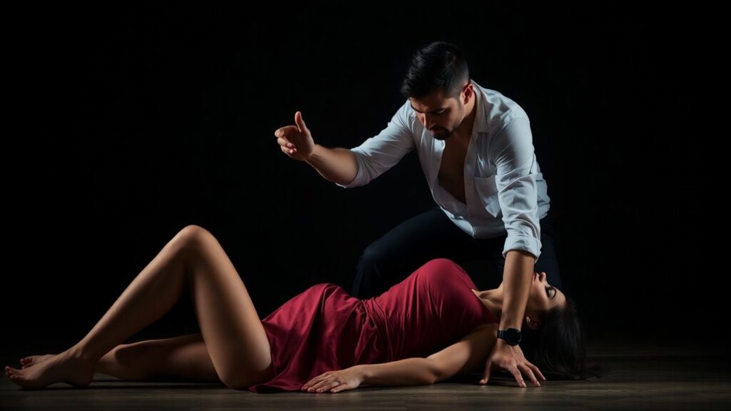 Couple in a dominant and submissive scenario.