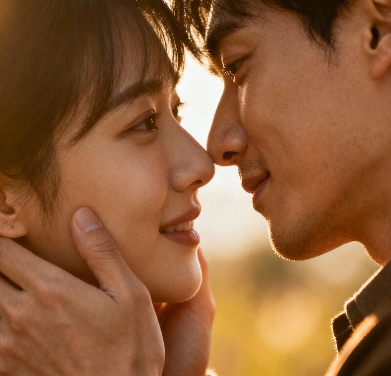 Couple in a loving, intimate embrace.