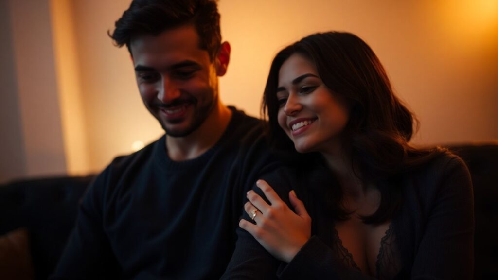 Couple in intimate, warm, and trusting embrace.