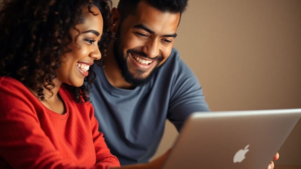 Couple learning and connecting online