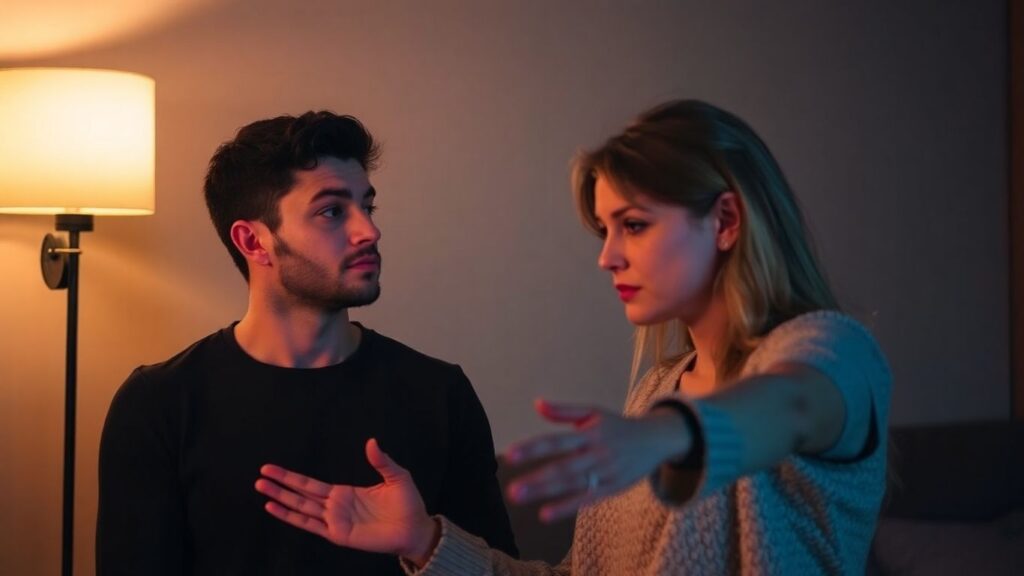 Couple navigating emotional challenges in a relationship.