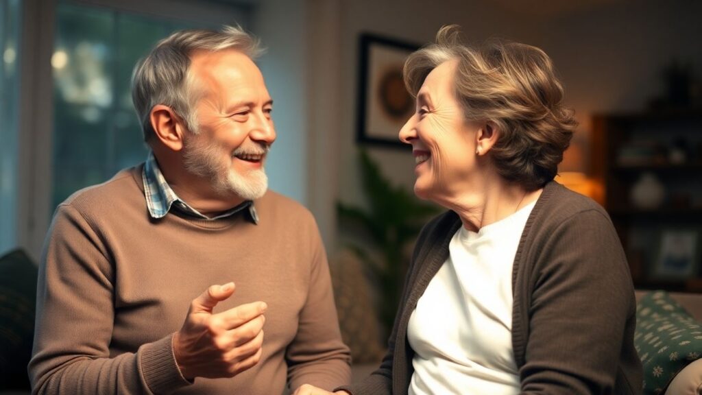 Couple over 50 rekindling romance and desire.