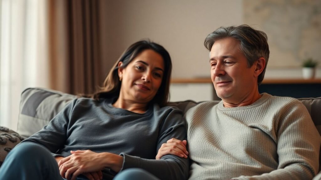 Couple sharing a moment of trust and connection.