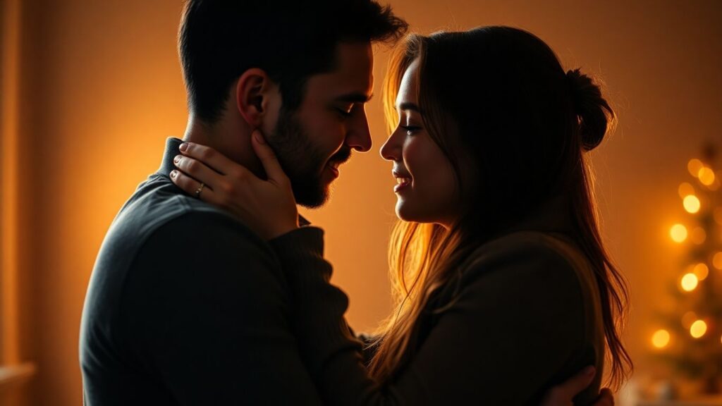 Couple sharing an intimate moment of trust.