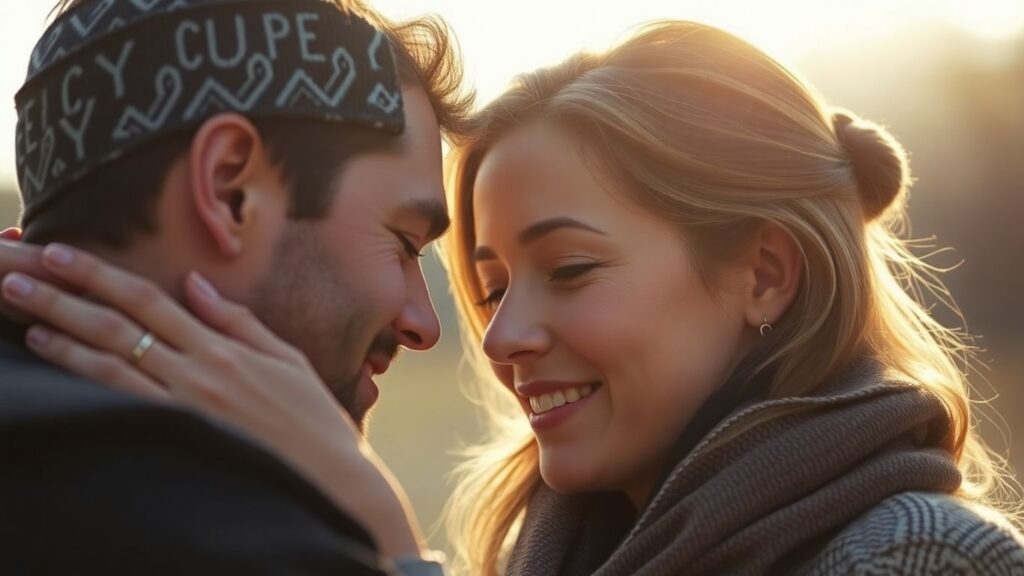 Couple sharing an intimate, trusting moment.