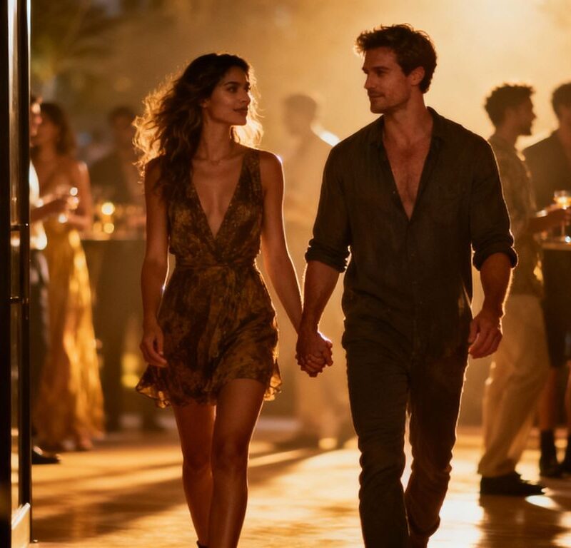 Couple walks into sexy party with attractive strangers