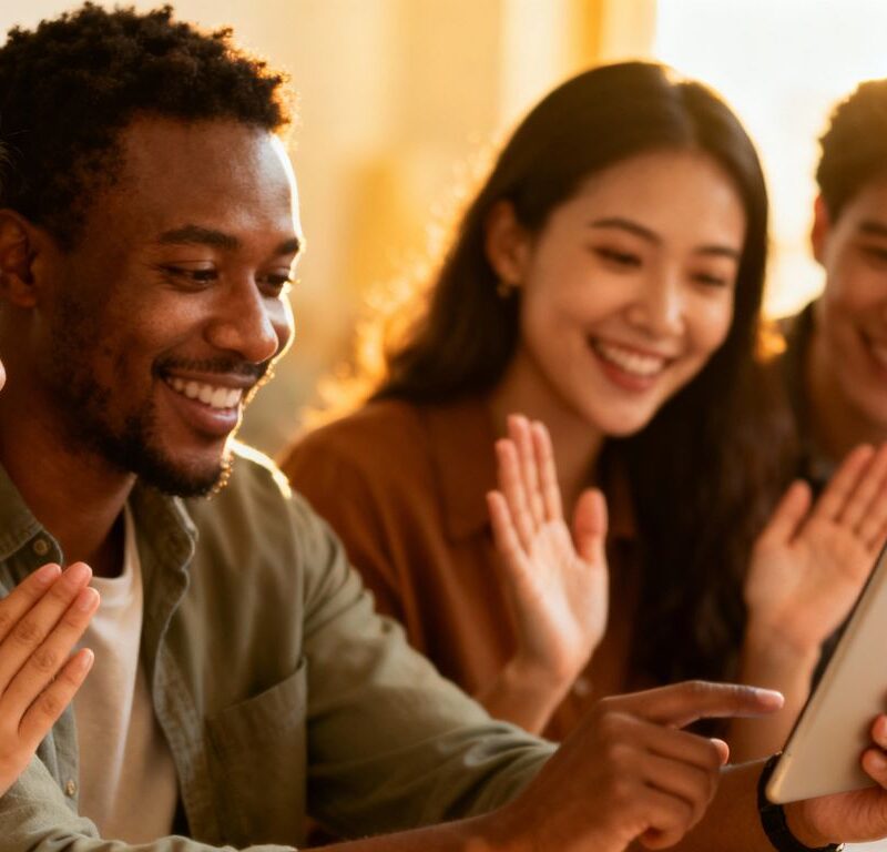 Couples connecting and learning online.