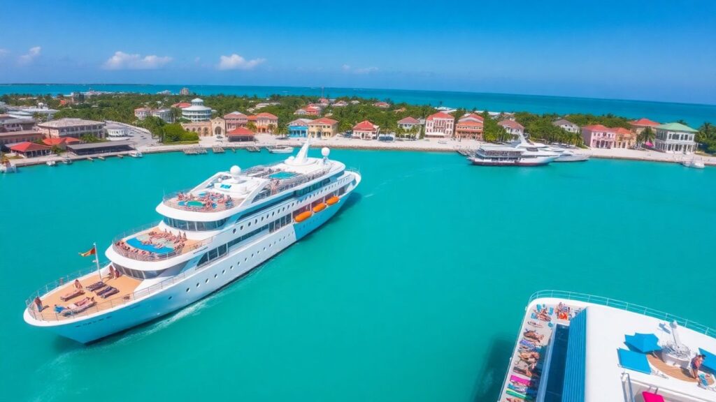 Cruise ship docked in sunny Key West harbor