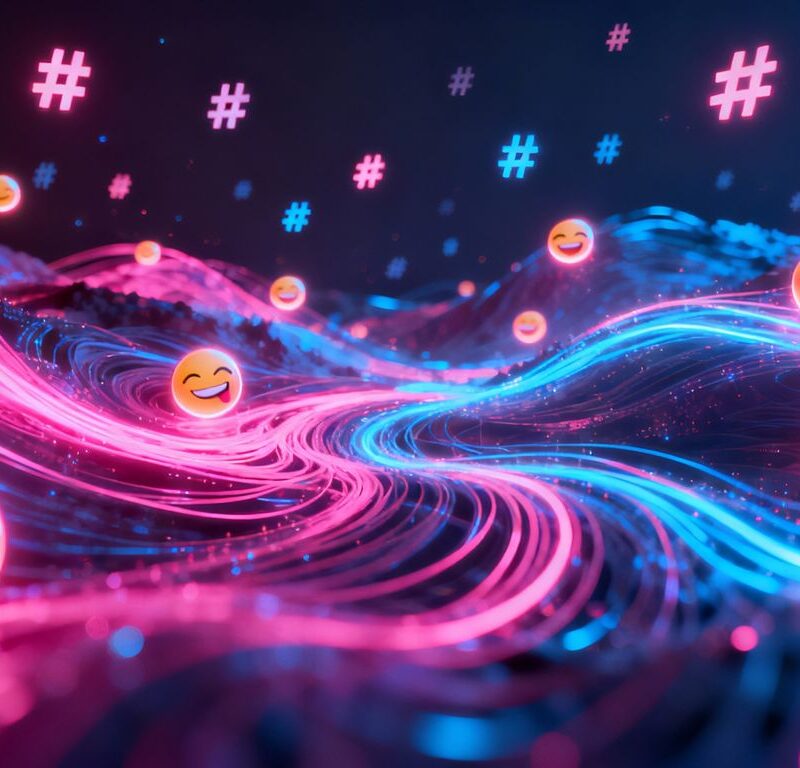 Digital swinger guide with emojis and hashtags.