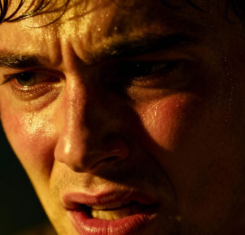 Emotional portrait of masochistic cuckold.