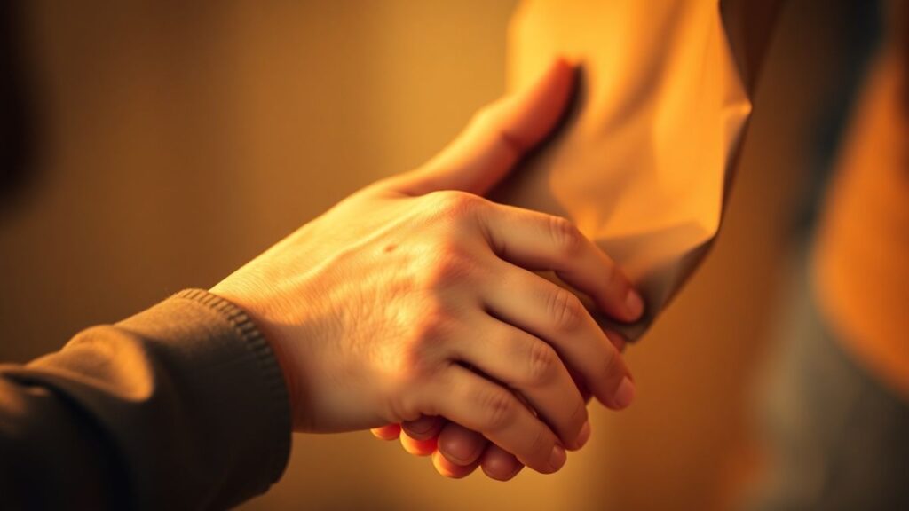 Hands gently touching in a moment of connection.