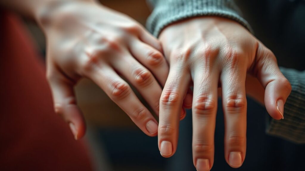Hands touching intimately, conveying self-acceptance and desirability.