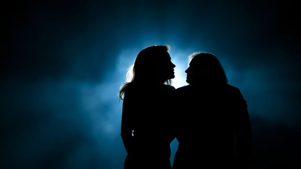 Intimate scene of power dynamics and surrender.