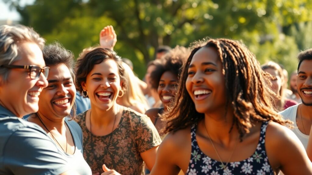 People enjoying a lively outdoor communal activity.