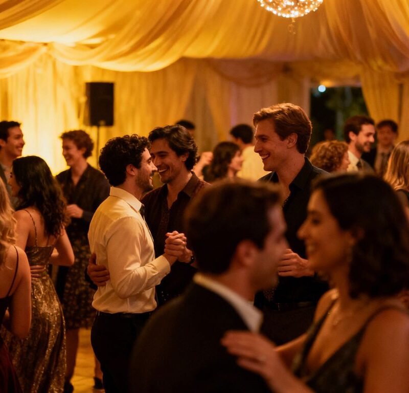 People socializing and enjoying themselves at a party.