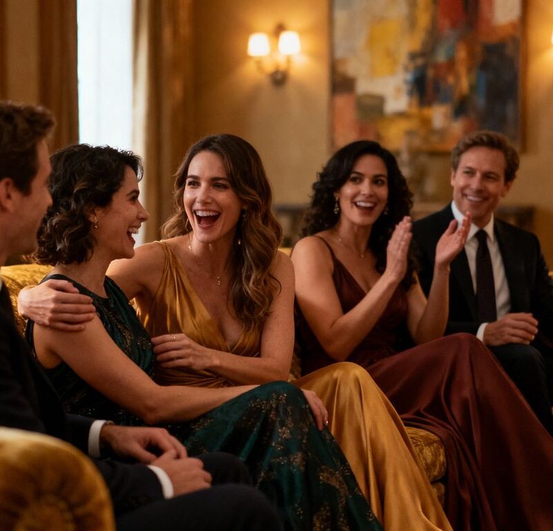 Stylish adults mingling in intimate club setting