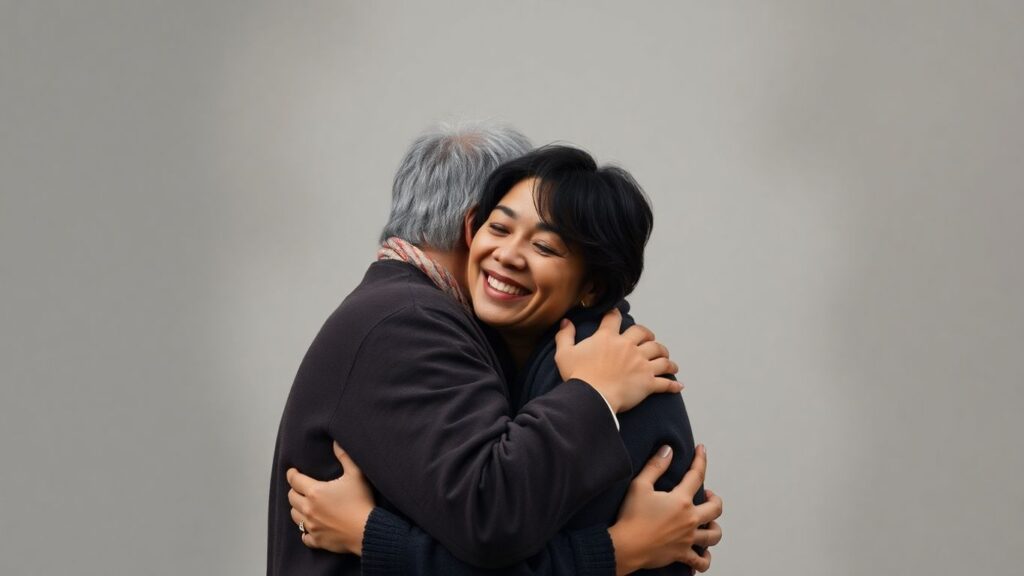 Two people embracing, symbolizing queer polyamory.