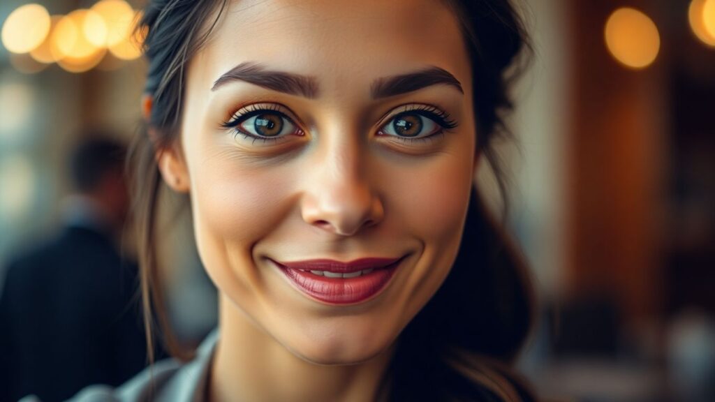 Woman with a confident, knowing smile.