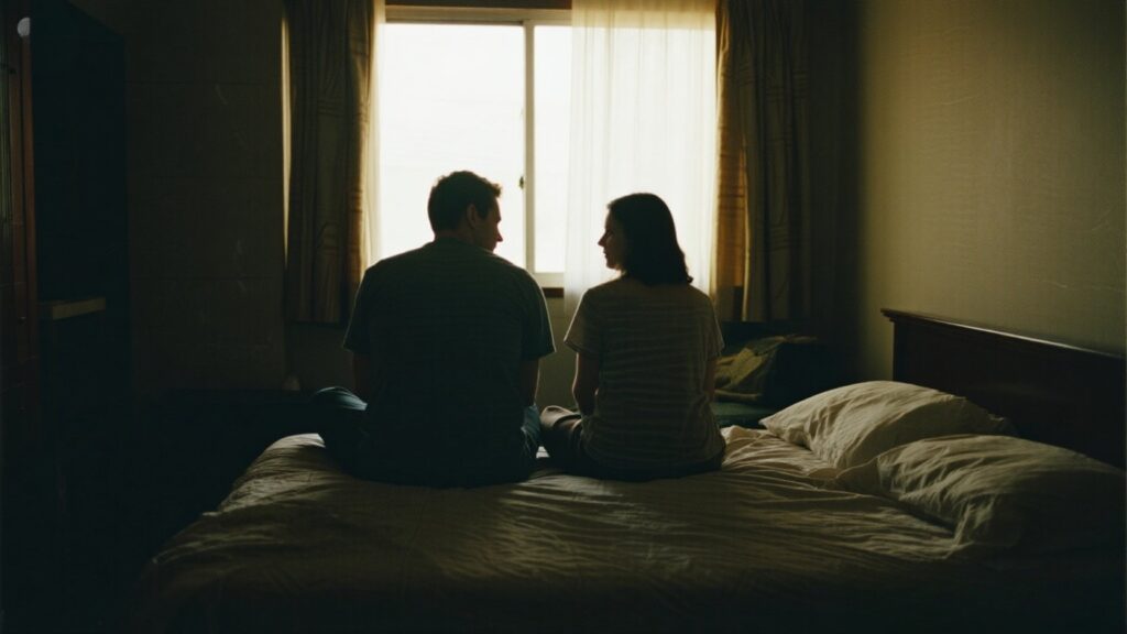 Couple in a dimly lit room