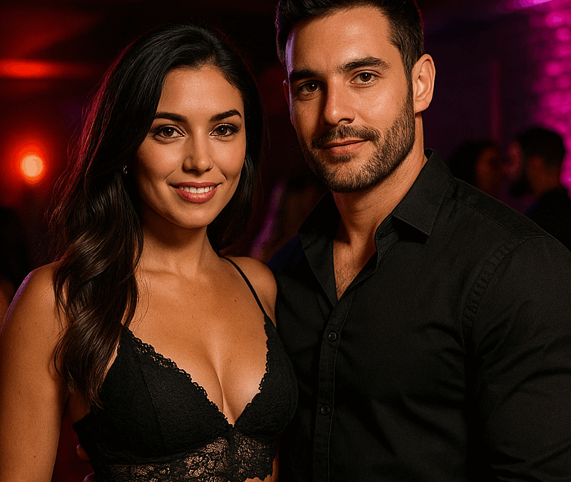 Confident couple at a Baltimore sex club