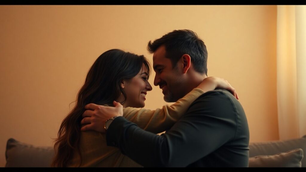 Couple embracing intimately